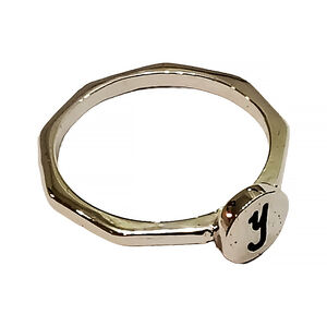 Silver Tone Octagon 'Y' Initial Ring - Style 386